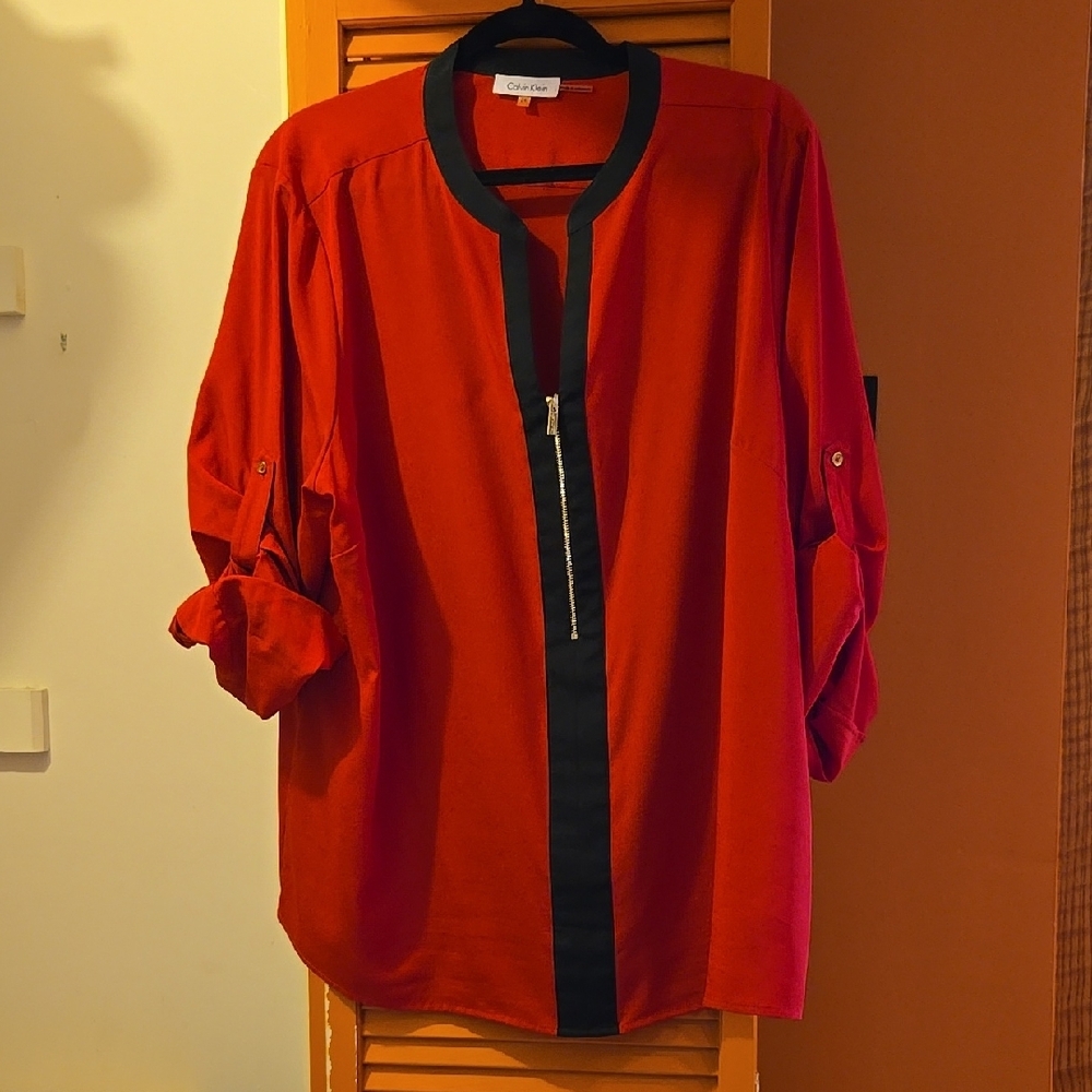 Calvin Klein Red and Black Blouse
